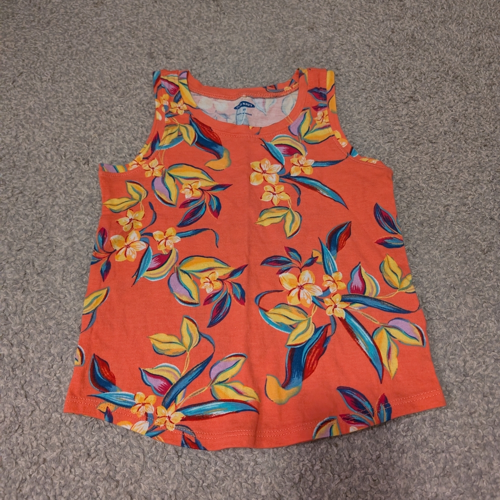 Old Navy Kids Floral Tank Top - Orange and Yellow